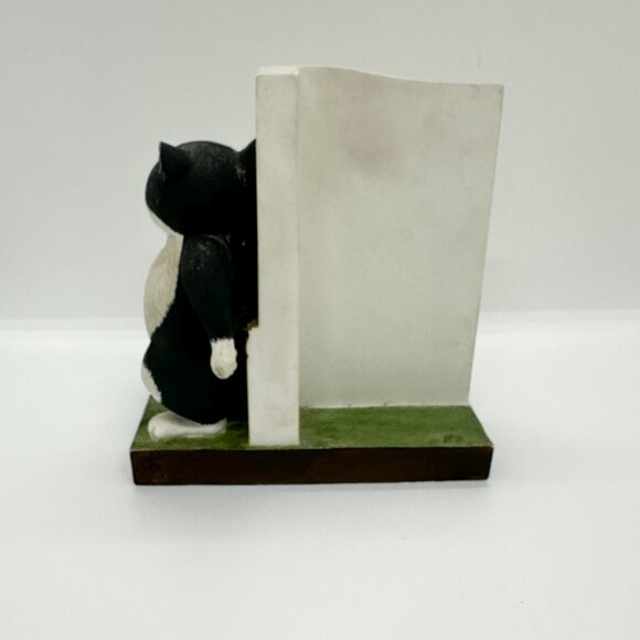 VTG Comic Curious Cats Tuxedo Cat Mouse Watching You Bookend Hide Figurine - Picture 5 of 12